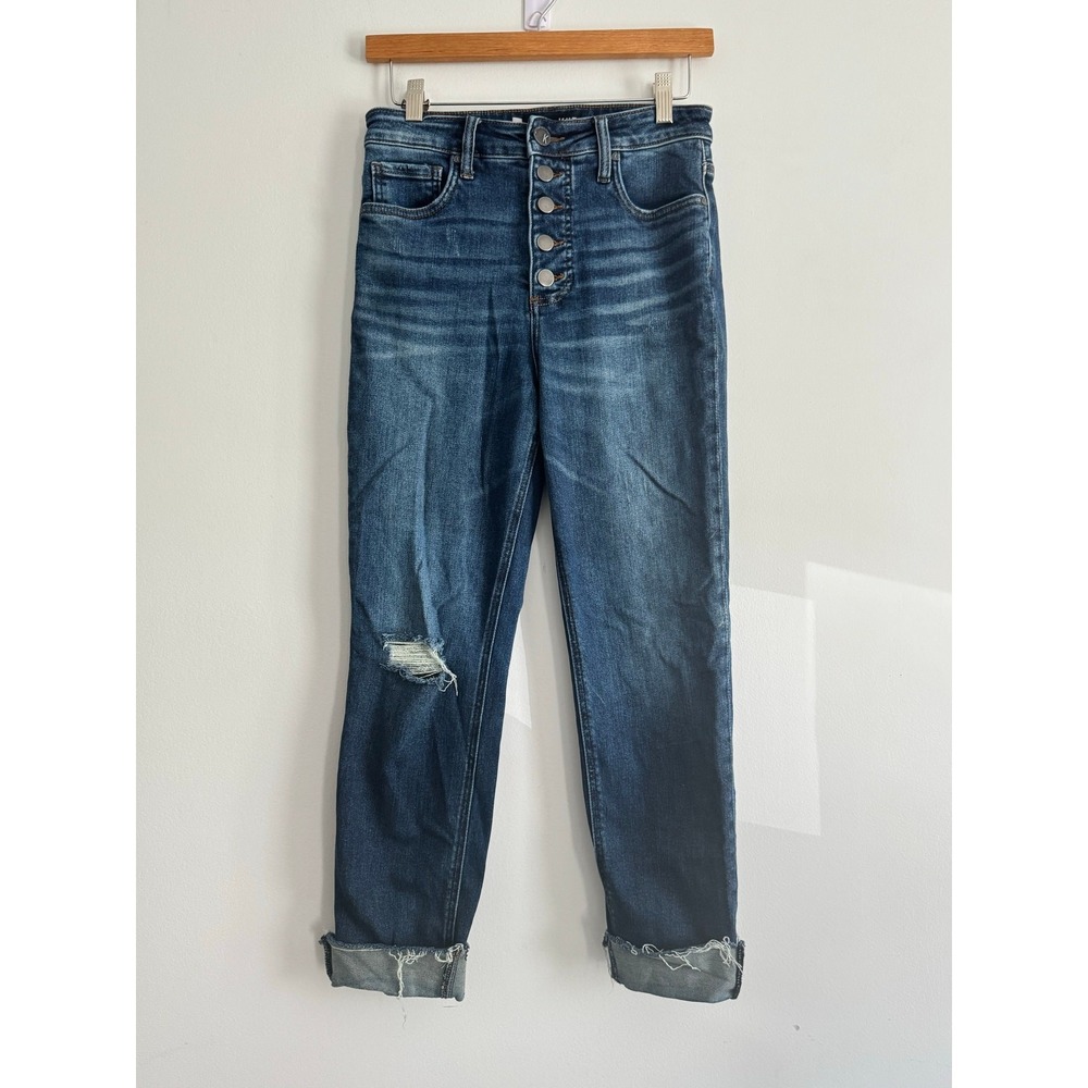 KUT from the Kloth Rachael Mom Jeans 2L High Rise Distressed Cuffed‎ Button Fly
